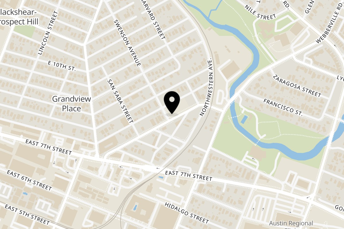 Map showing the location of The Cavalier on 2400 Webberville Rd suite a in Austin
